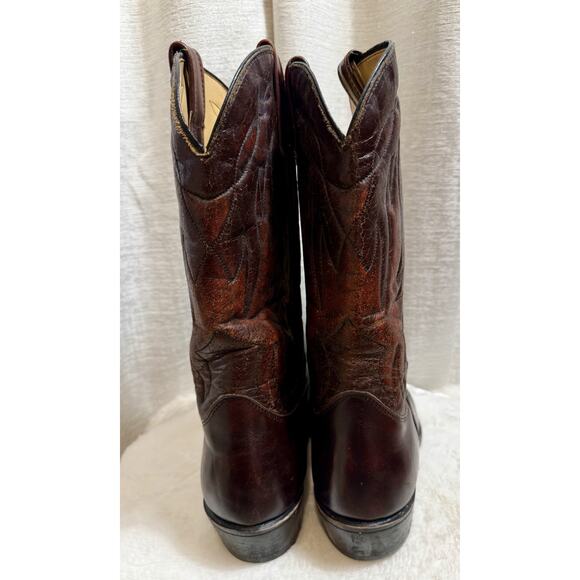 Vintage Burgundy Leather Western Cowboy Boots Men’s Size 12 D Union Made USA - Picture 5 of 7
